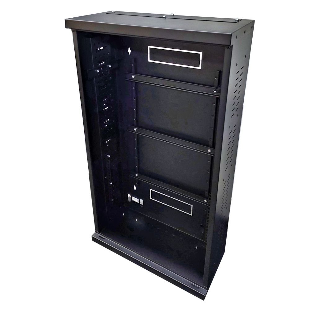 4U 19" Mounting or DIN Mounting - Adjustable Low Profile Vertical Mount - Wall Mount Network / Server Cabinet 1000mm Deep-Black
