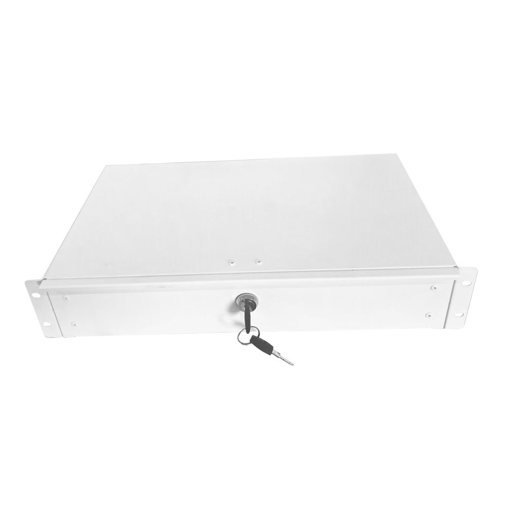 2U 19 inch Rack Mount Drawer - 280mm Deep - White