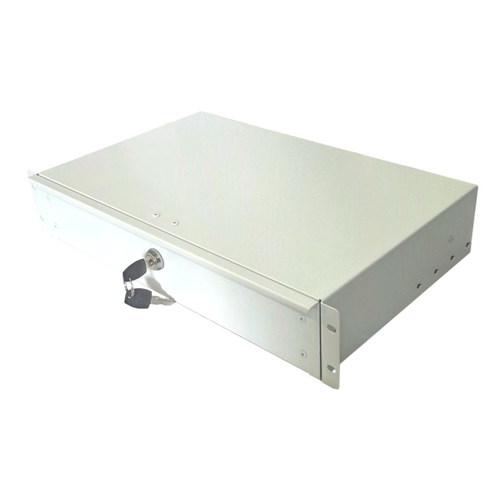 2U 19 inch Rack Mount Drawer - 280mm Deep - Grey