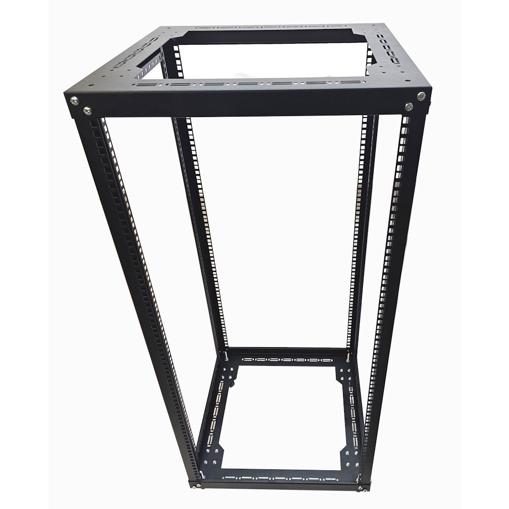 24u 19 inch 4 Post Open Frame Rack - Heavy Duty Flat Pack Data Network - Server Rack-500mm Deep - Black