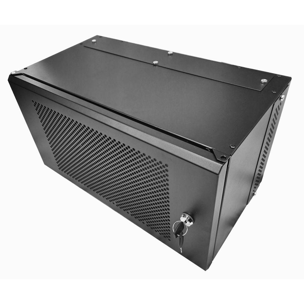 6U 19 inch Perforated Data Cabinet Rack / Patching Network Cabinet 300mm Deep Black