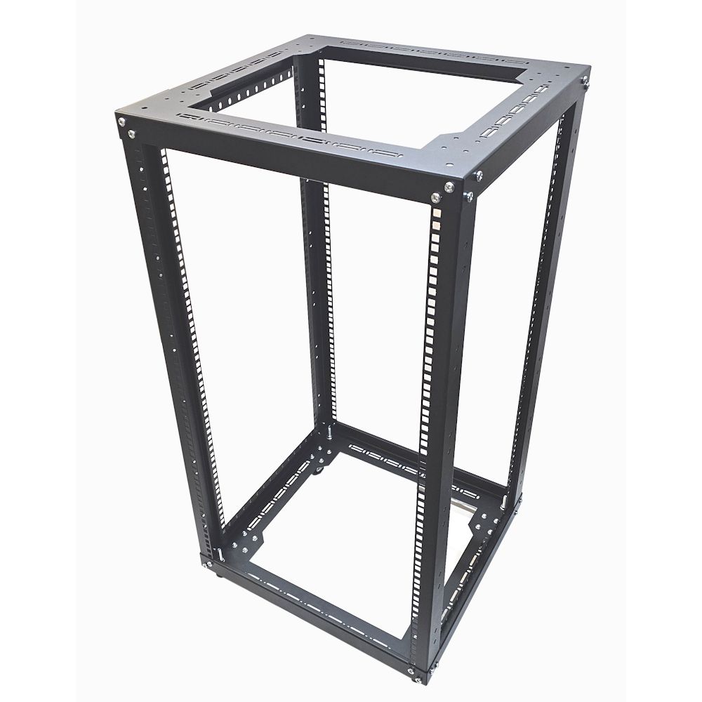 20u 19 inch 4 Post Open Frame Rack - Heavy Duty Flat Pack Data Network - Server Rack-500mm Deep - Black